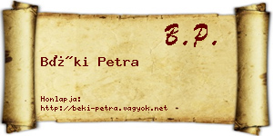 Béki Petra névjegykártya